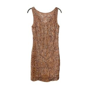 Cache Vintage Y2K Sequin Lace Sleeveless Mini Dress Glam Scoop Neck Size 4